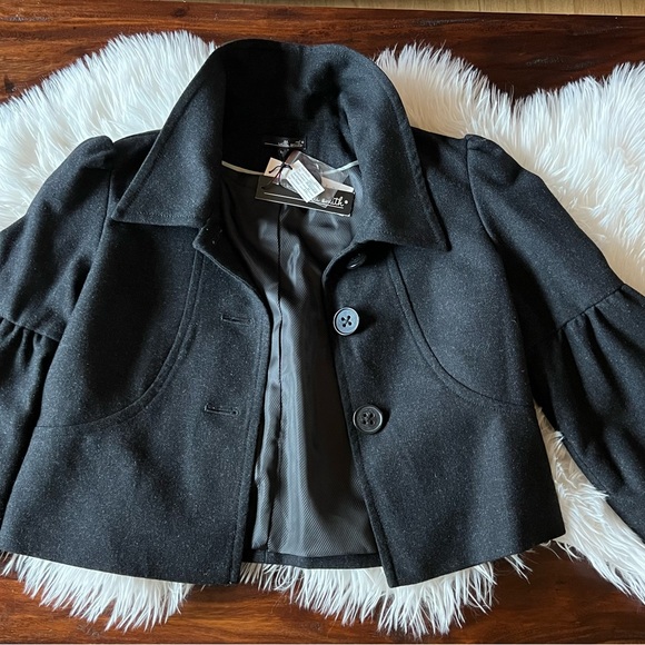 Willi Smith Black Wool Cropped Bell Sleeve Jacket NWT - Picture 9 of 14